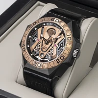 reef tigerrt top brand big mens watches automatic skeleton watch rose gold waterproof leather strap relogio masculino rga6912