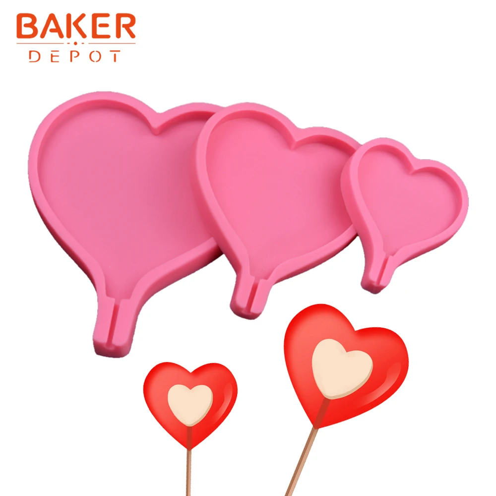 BAKER DEPOT большая силиконовая форма для леденца Сердце Шоколад Конфеты леденец Форма Торт Кондитерские украшения инструмент DIY День рождения Валентина