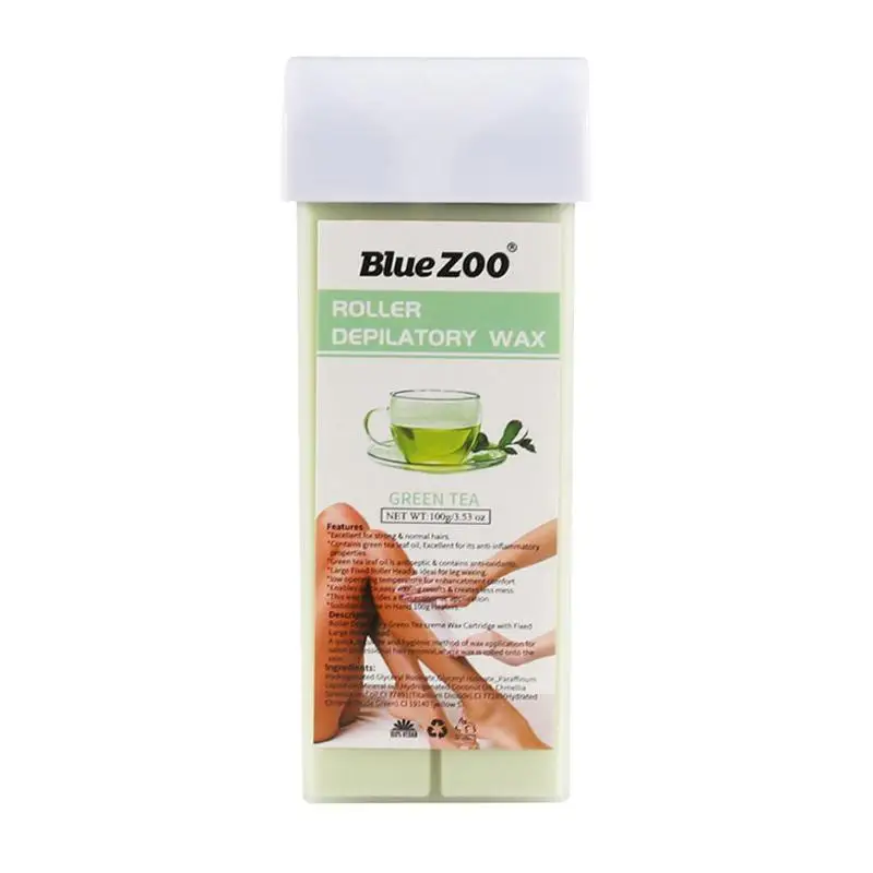 Green Tea 100 г восковой картридж для депиляции рулон кожи эпиляция нагреватель восковой крем 12 вкус рулон горячий воск всех типов кожи - Цвет: Green Tea