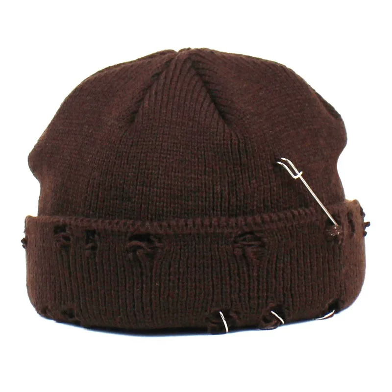

2021 New New Metal Ring Brimless Bonnets Hats Hip Hop Beanie Skullcap Street Knitted Hat Women Cap Men Caps Bonnet Gorras Hombre