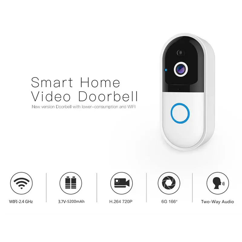 

New Smart Video Doorbell Wireless Wifi Smart Security Door Bell Night Vision Visual Recording PIR Home Monitor Video Intercom