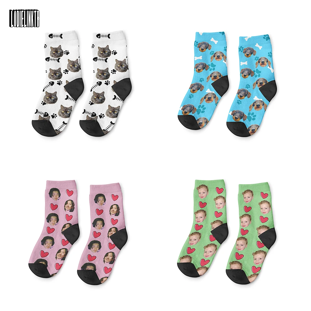 3D Printing Custom Personality Cotton Socks 30cm Men Women Custom Pet Cat Dog Love Socks Fun Fashion Casual Street Happy Socks