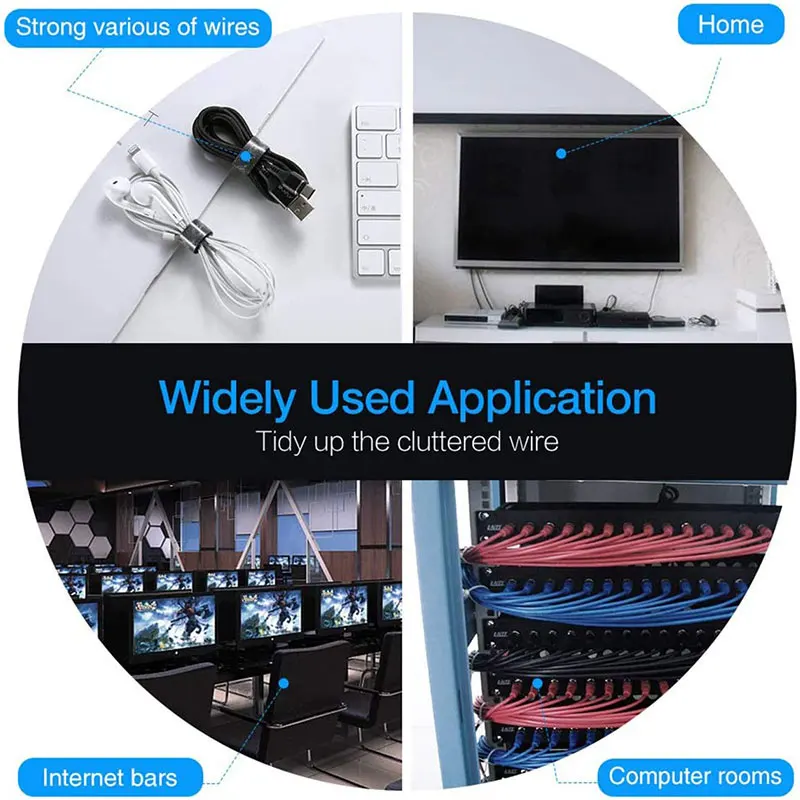 Многоразовая крепежная лента 5 метров/рулон стяжки для кабелей 15/20 мм