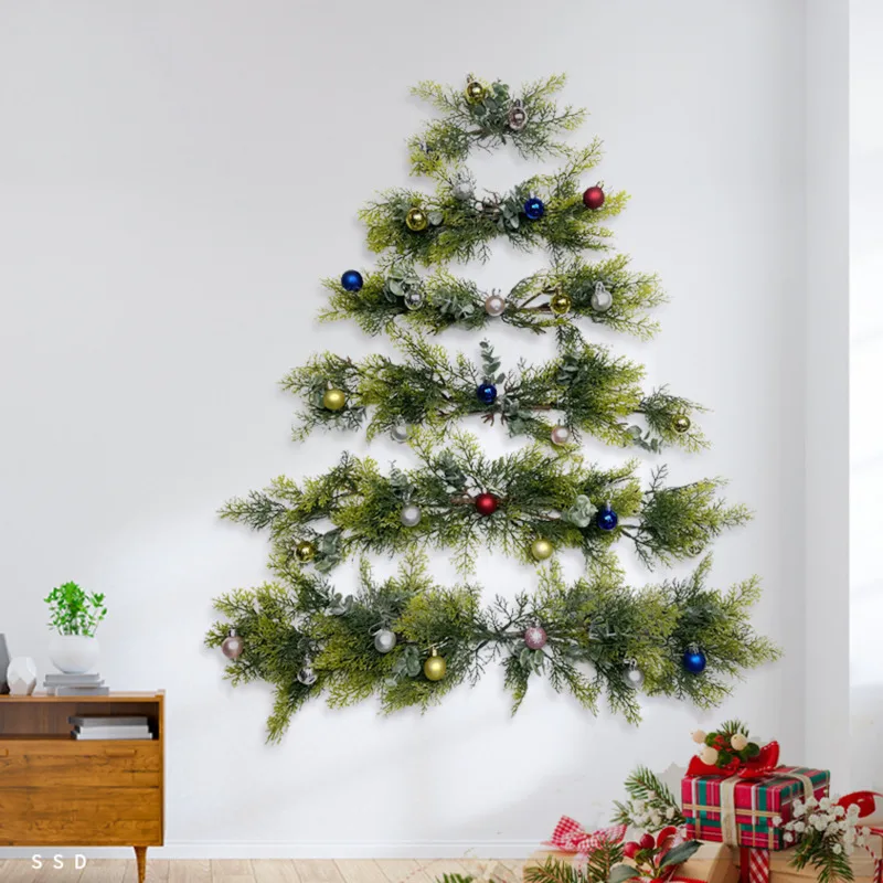 &Aacute;rbol de Navidad de 60cm para decoraci&oacute;n de pared, colgante de pared, &aacute;rbol de Navidad extra&iacute;ble, bricolaje, pino de Navidad simulado, PVC, decoraci&oacute;n del hogar-1
