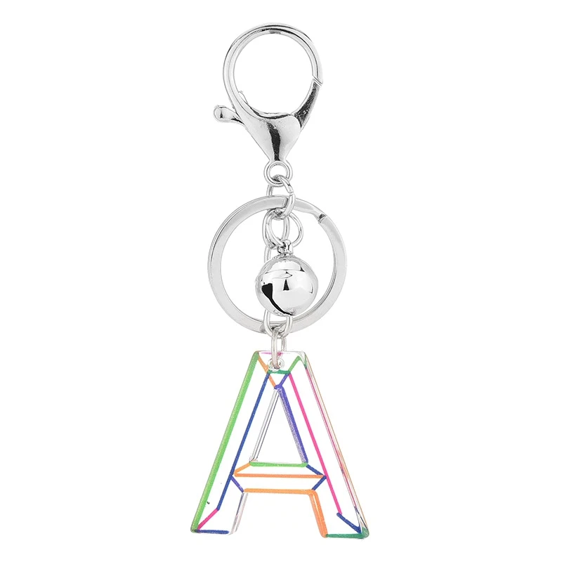 

Acrylic English Alphabet Keychain Rainbow Words Handbag English Letter Keyring Charms Women Bag Pendan Car Dangle Accessories