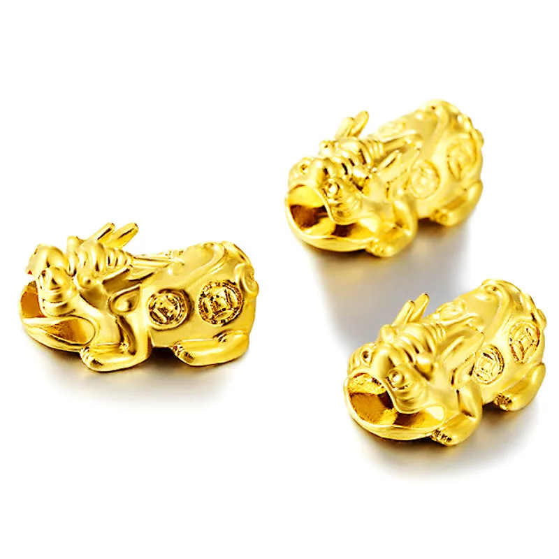 

2 шт. Вьетнам шакин никогда не увядает маленькие золотые 17 мм Pixiu бусины-разделители Подвеска для изготовления ювелирных изделий, сделай сам,...