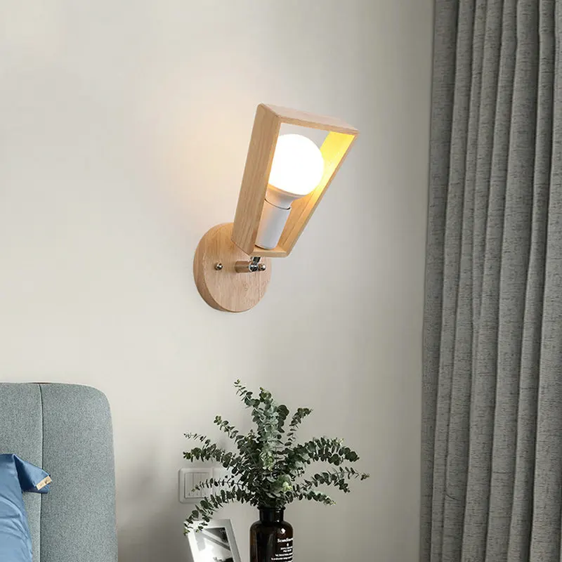 Luminária de Parede em Madeira Ajustável para Montagem em Parede Estilo Nórdico Corredor Escada Estudo Iluminação E27 ac 110v-220v