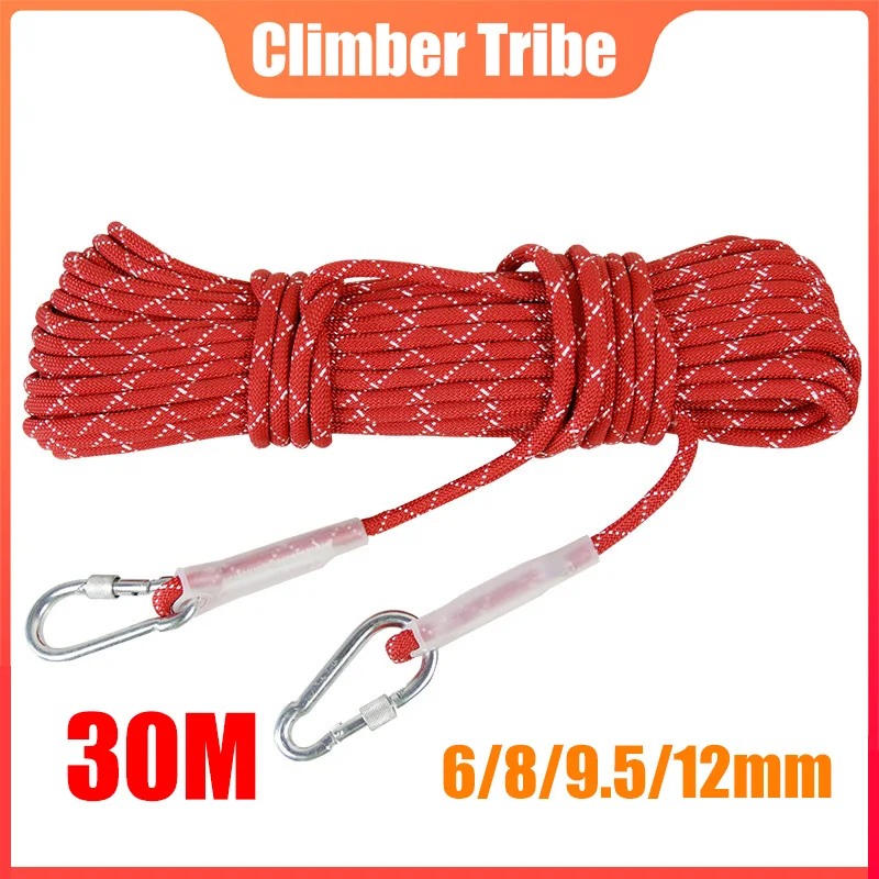

30M Outdoor Climbing Ropes Nylon High-altitude Safety Rope Mountaineering Fire Escape Cord Downhill Rescue Accessories 60