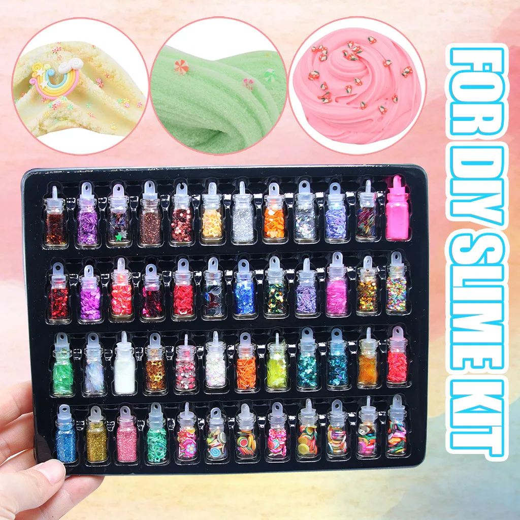 

48pcs Sequins/glitter Filler Fluffy Slime Toys For Children Charms Lizun Modeling Clay Diy Kit Accessories Supplies Funny Gift