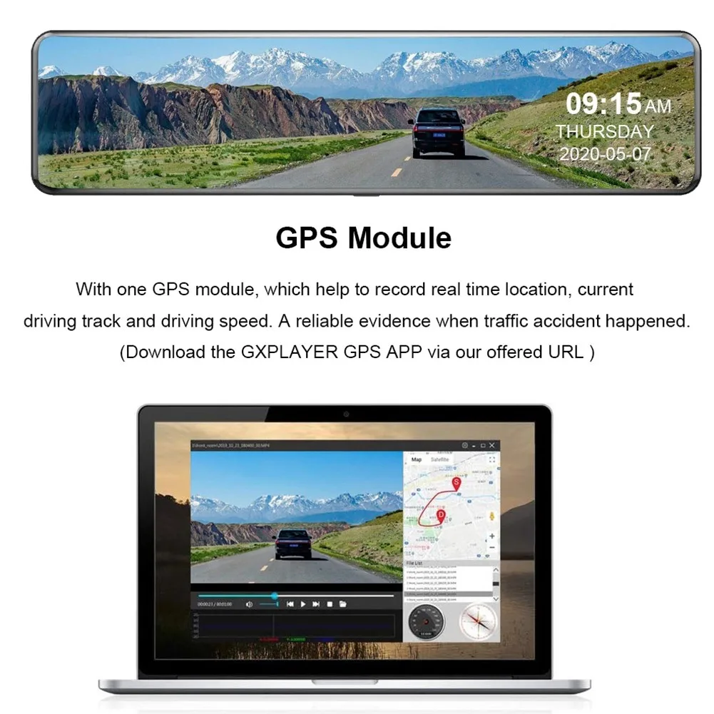 

12 Inches 4K Dash Cam Dual Lens Car DVR Camera Video Recorder Rear View Camera Night Vision Rearview Mirror Camera