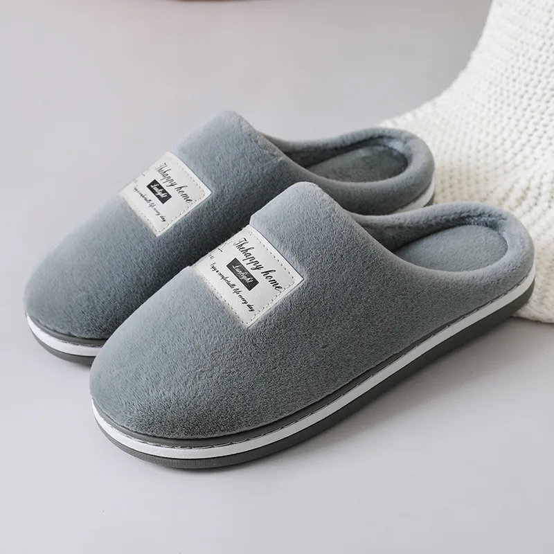 Cotton Slippers Women's Plush Winter Flat Heel round Toe Home Couple Home Warm Slippers Men's Indoor Mop  furry slippers