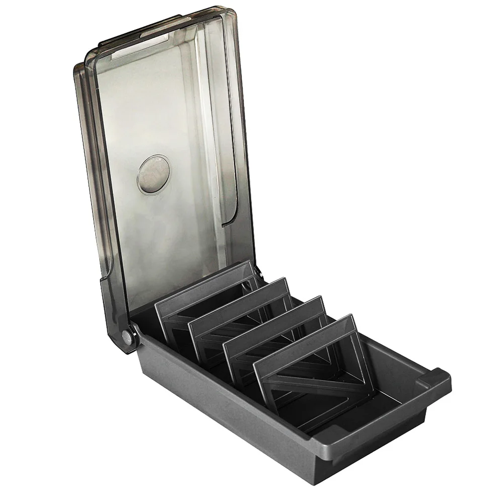 

4 Divider Plastic Index Holder Board Large Capacity Business Card Box Desktop Dust Proof Storage Office Protector Organizer Home
