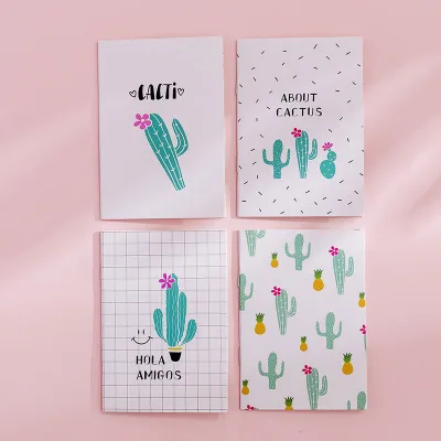 cactus series 4 шт./лот) корейский мультяшный мягкий блокнот для студентов, портативный блокнот, канцелярские принадлежности, маленькая книга, милые школьные офисные принадлежности - Цвет: cactus series