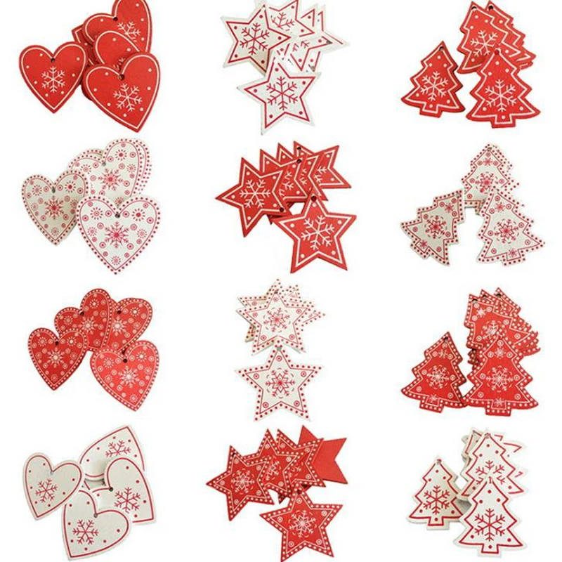 10 шт./партия 5 см Деревянный Рождественская елка сердце звезда изделия для