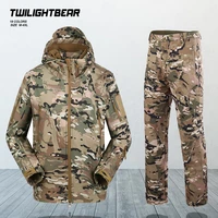 military camouflage softshell tactical suits winter autumn waterproof windproof fleece shark skin jacketpant men clothing af05