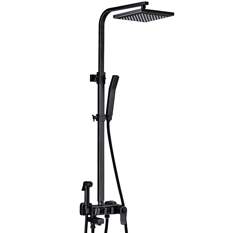 Ванная комната латунный душевой набор черный шар античный дождь насадка для