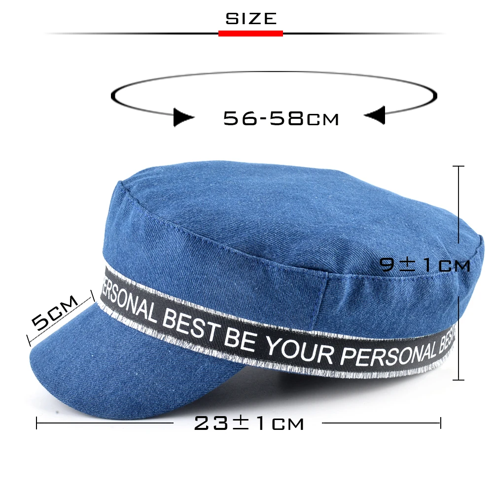 Модные джинсовые военные шапки с буквенным поясом весенние береты для женщин и