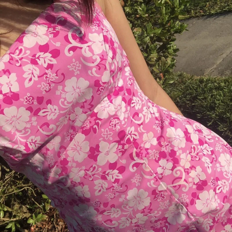 

HEYounGIRL Floral Print Sleeveless Y2K Bodycon Tank Dress Women Summer Pink Cute Mini Dresses Ladies Fashion Skinny Streetwear