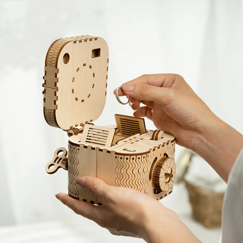 

123pcs Jigsaw puzzle Creative DIY 3D Treasure Box Wooden Puzzle Game Mechanical model Assembly Toy Gift for Children Teens Adult