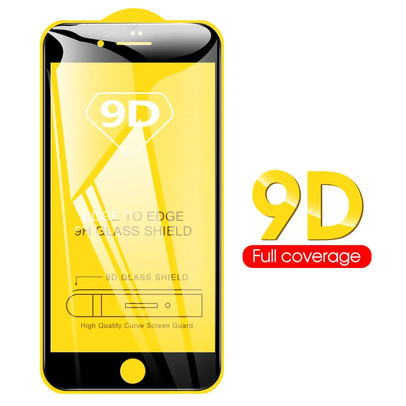 9D Защита экрана для iPhone 6 S Plus 7 8 9H полное покрытие изогнутое закаленное стекло