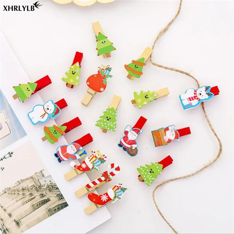 XHRLYLB Cute Cartoon Color Christmas Clip with Hemp Rope Photo Wall Decoration DIY Party Supplies Baby Shower.7z | Дом и сад