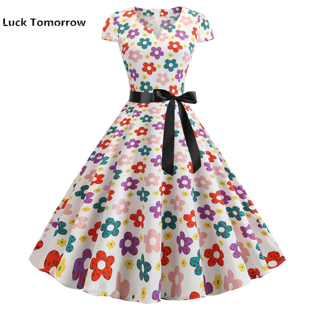 Plus Size S-2xl Women Black White Polka Dot Vintage Dress Rockabilly Swing Pin Up Ladies Summer Dresses Elegant Vestidos | Женская