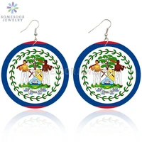 somesoor united british belize flag wooden drop earrings sub umbra floreo both sides printed national motto for women gifts