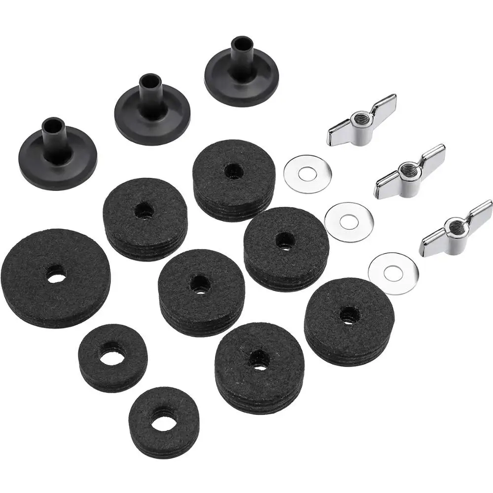 18 шт. Cymbal Сменные аксессуары Cymbal Felts Hi-Hat клатч фетр Hi Hat Cup Войлок Cymbal рукава с основанием барашковые гайки