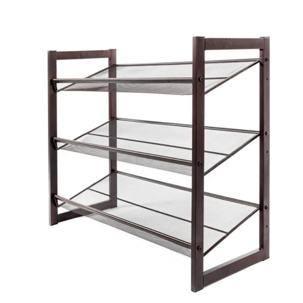 

4-layer Shoe Shelf Chrome Plate Iron Oblique Plane Shoe Rack Easy to Move Elegant Appearance Shoe Tower Shelf Storage