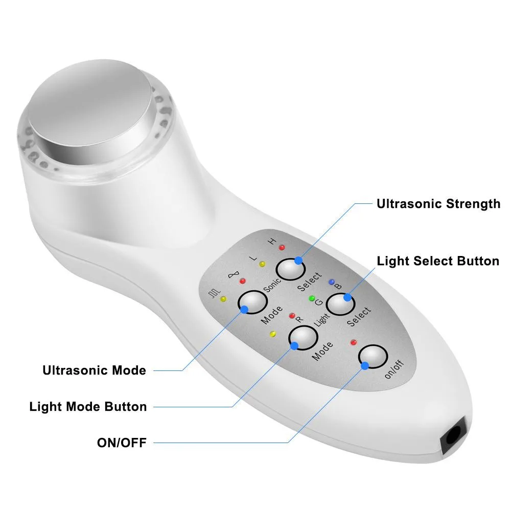 Beste 7 Kleur Ultrasone Reiniger LED Photon Huidverjonging Lichttherapie Gezicht Lift Cleanser Anti Rimpel SPA Facial Schoonheid Massager