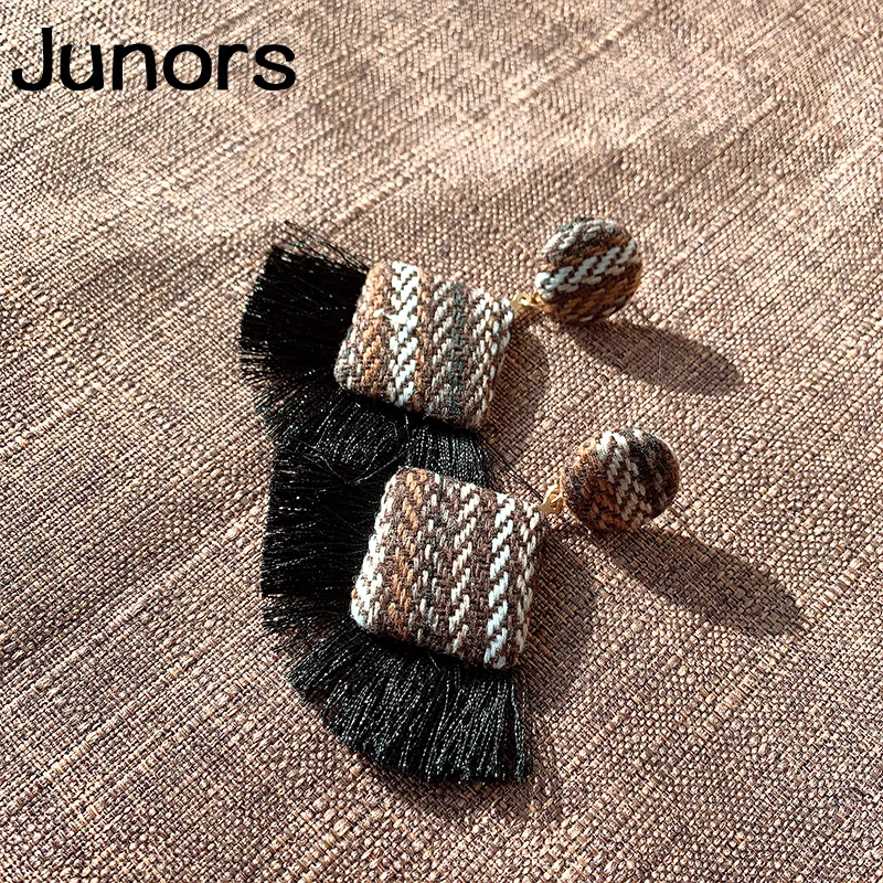 Винтажные плетеные серьги с кисточками для женщин богемные ручной работы