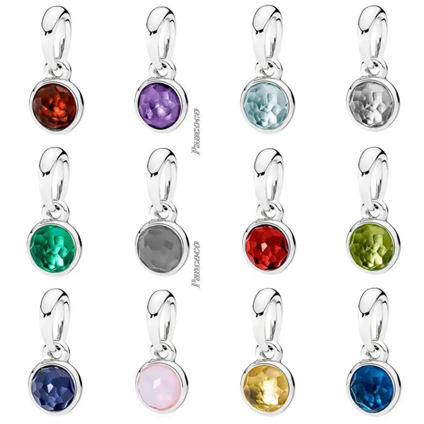 

Authentic 925 Sterling Silver Month Droplet Birthstone With Crystal Charm Beads Fit Pandora Bracelet & Necklace Jewelry