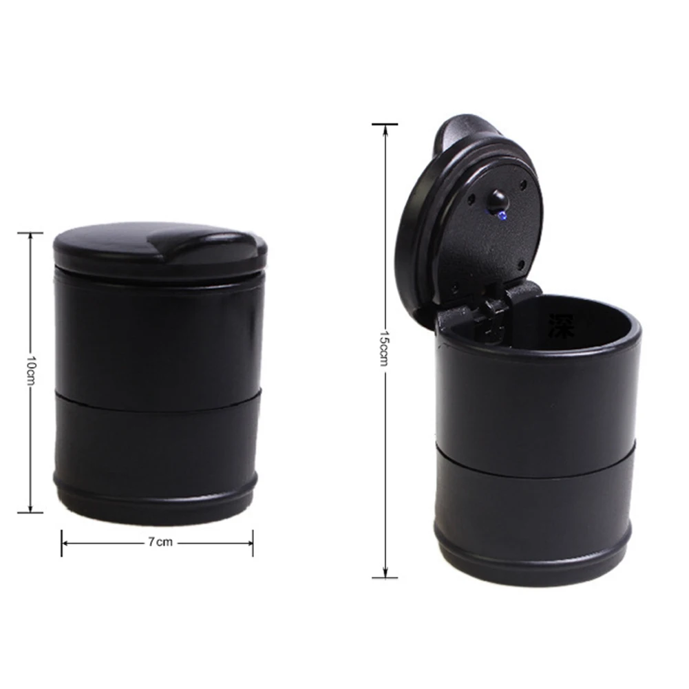 Портативная цилиндрическая пепельница со светодиодный светильник для