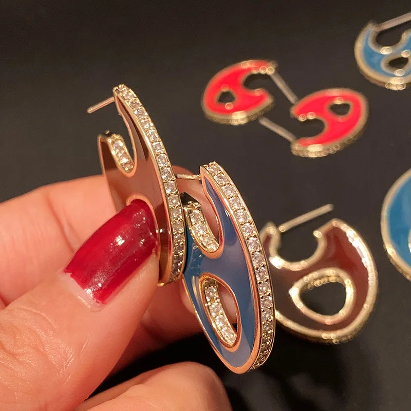 Dazz 925 Серебристые модные ретро овальные висячие серьги изысканная, с Эмалью Cz Циркон вечерние праздничные женские креативные брендовые Ювелирные изделия Подарки