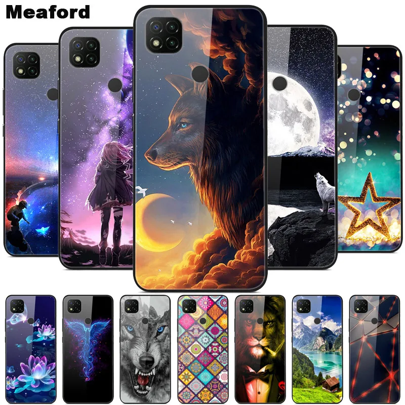 Luxury Cover Case for Xiaomi Redmi 9C Tempered Glass Cover for Xiaomi Redmi 9C NFC Case TPU Bumper on Redmi9C 9 C Funda 6.53''