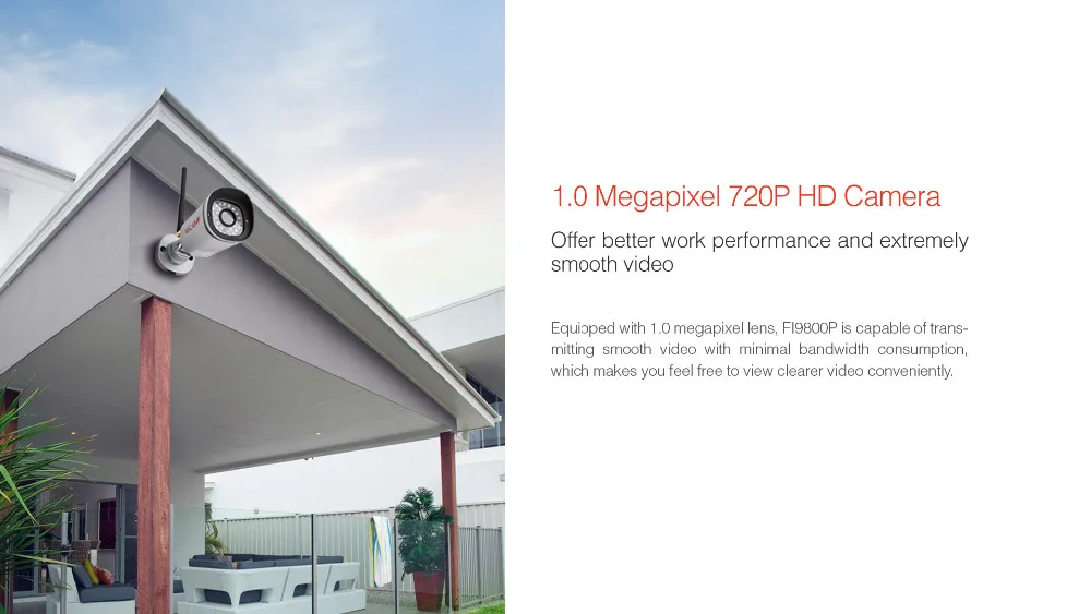 Foscam FI9800P 720P Беспроводная HD IP Bullet CCTV камера с 65 футов ночного видения-серебро