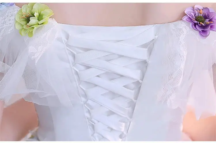 

Off The Shoulder White Mini Party Dresses Short Sleeve Lace Flowers Women Formal Night Dress Vestidos