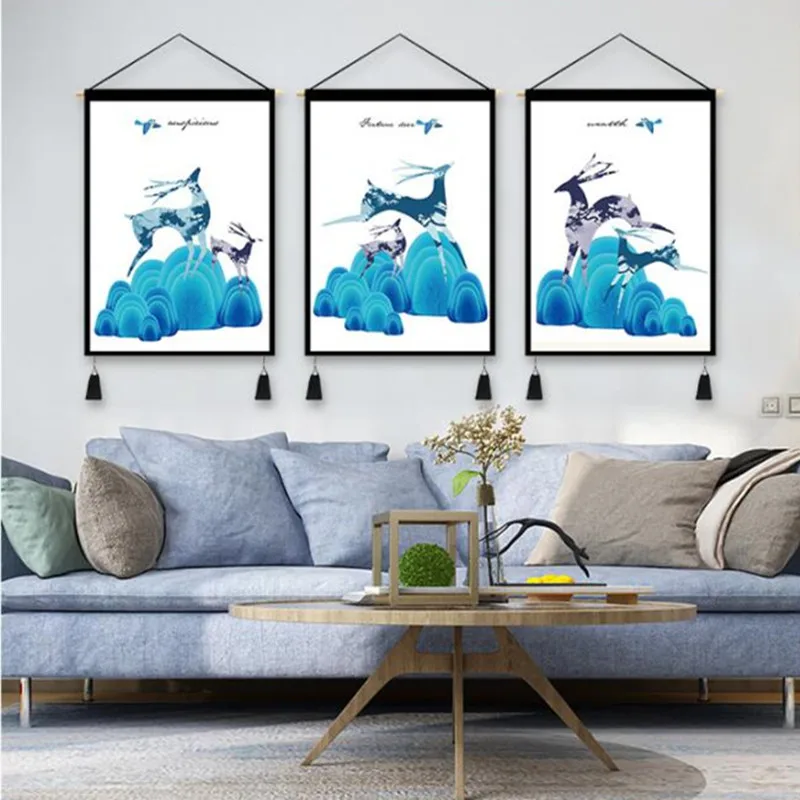Nordic Deer Tapestries Leaf Wall Hanging Painting Cloth Money Tree Tapestry With Tassel Home Decor Living Room Art Tapiz | Дом и сад