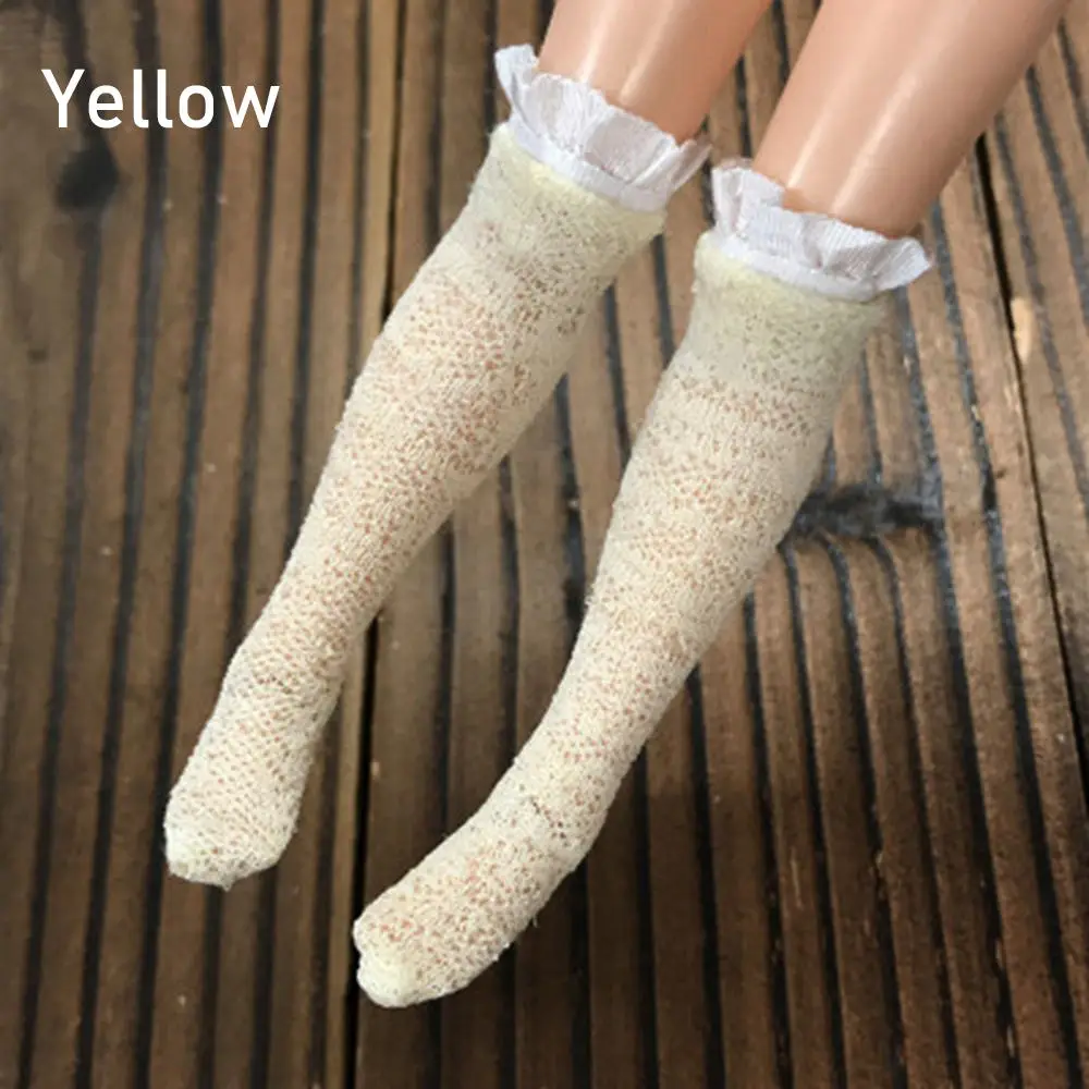 yellow 1 пара кружевных носков для 1/6, кукольные Чулочные изделия, аксессуары для детской одежды для девочек, рождественский подарок, игрушки для детей, сделай сам, украшение куклы - Цвет: yellow