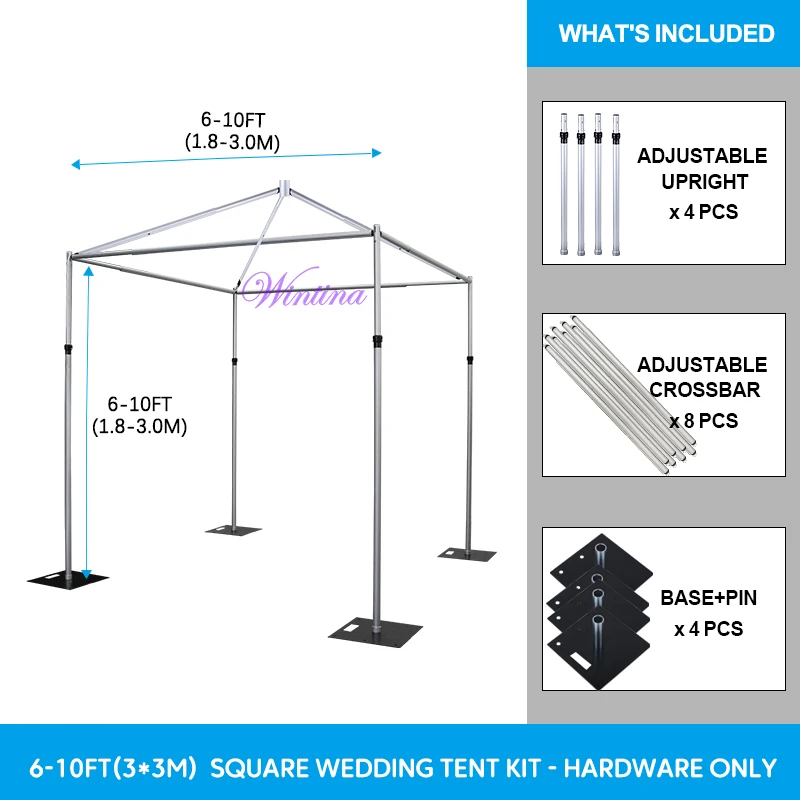 wintina Adjustable Square Wedding Tent Kit - Hardware Only /pipe and drape for wedding decoration/roof pipe and drape for sale