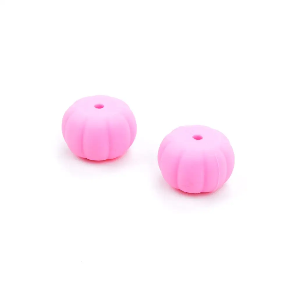 LOFCA-cuentas de calabaza de silicona sin BPA, 10 piezas para morder, collar redondo, cuentas de dentici&oacute;n para masticar, piezas de joyer&iacute;a DIY de grado alimenticio-2