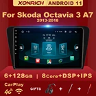 Автомобильная Мультимедийная система, 6 ГБ, 128 ГБ, Android 11, для SKODA Octavia 3 A7 2013 2014 2015 2016 2018 Carplay, видеоплеер, навигация GPS