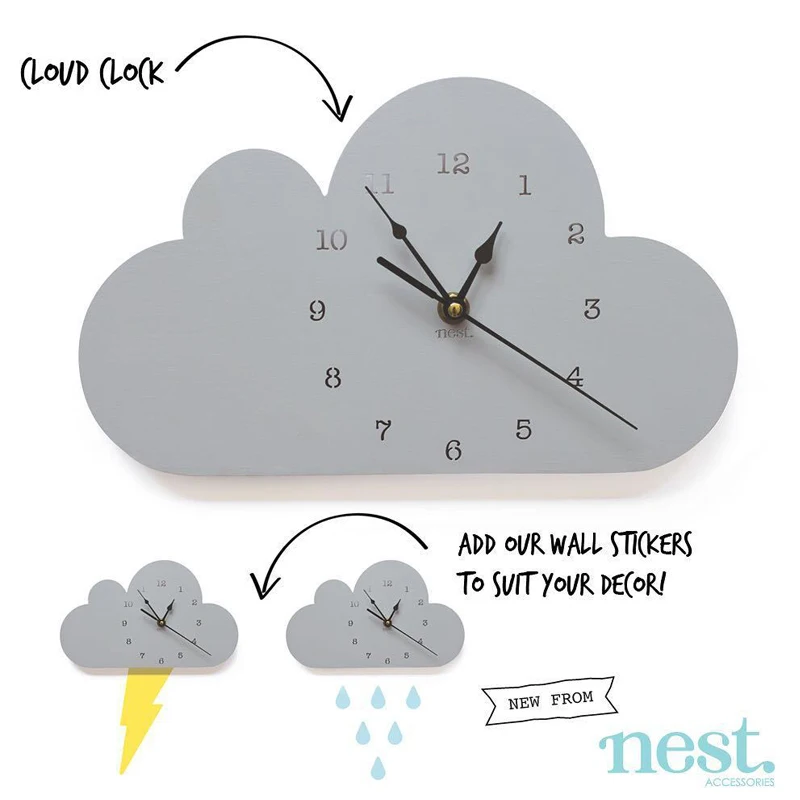 Северный дом облака Радуга капли дождя настенные часы мультфильм детей спальня