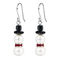 christmas 925 sterling silver earrings for women natural freshwater pearl rhinestone hook snowman drop earrings creative gift