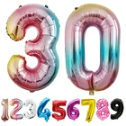 Воздушные шары из фольги в виде цифр, 16, 32 дюйма, серебро, розовое золото, цифровые шарики для свадьбы, дня рождения, декорации шарики для детского душа