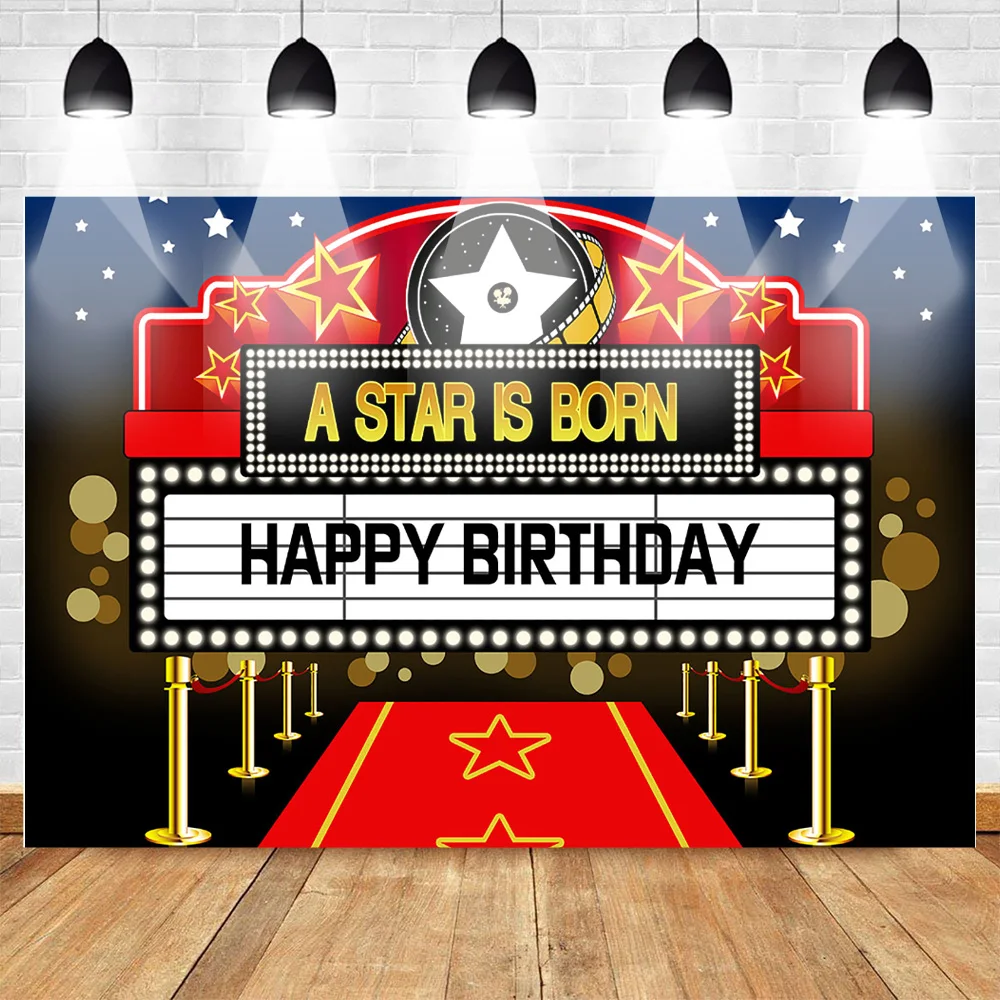 

Mehofoto Happy Birthday Camera Photo Background Newborn Baby Birthday Photography Backdrop Red Black Bokeh Backdrop