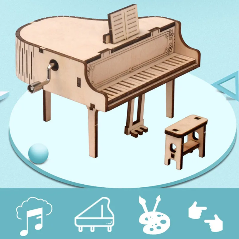 

3D деревянная головоломка «сделай сам», пианино, музыкальная шкатулка, наборы моделей, игрушки для детей, сборка рук и встряхивания рук, игру...