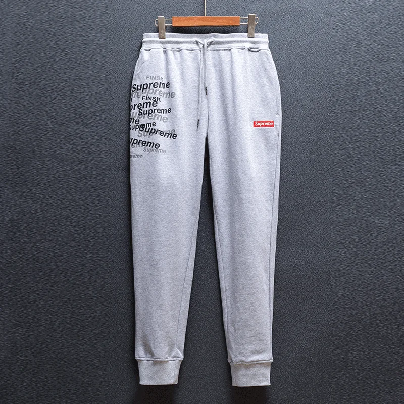 

casual trousers 2021Supreme printed gray guard pants spring and autumn thin embroidered sports pants tide brand couple outfit