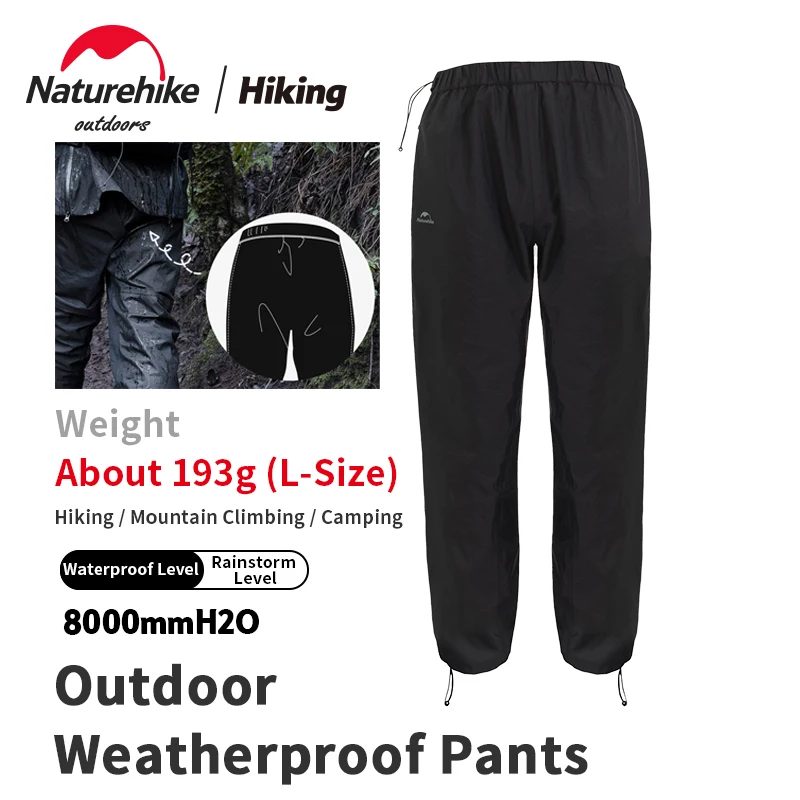 

Naturehike Outdoor Portable Waterproof Pants 100% Nylon 193g Ultralight Rainstorm Level Unisex Trousers Hiking Wild Fishing