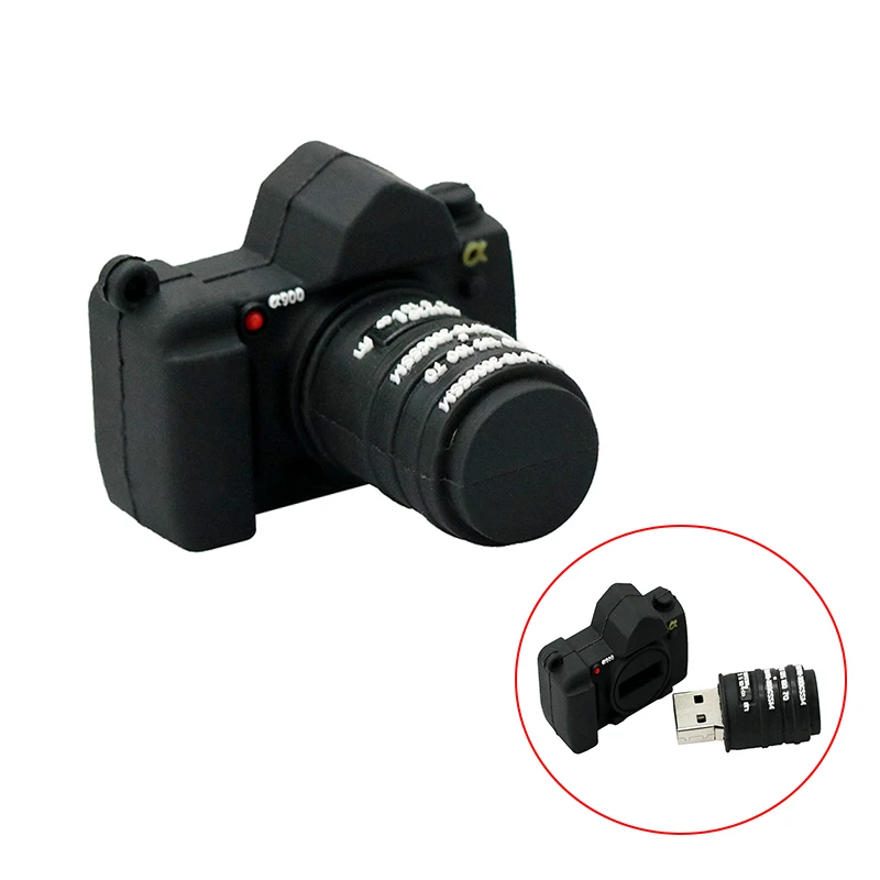 Силиконовый флеш накопитель 128G USB2.0 Flash Drive Cartoon Black Camera 256GB 64GB 32GB 16GB 8GB Pendrive Cle USB Memory